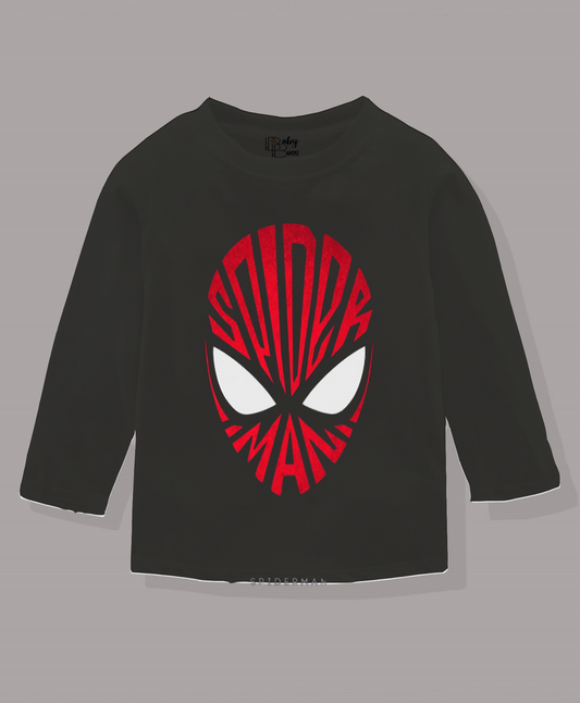 Spider Man Black Full Sleeves Boys T-shirt