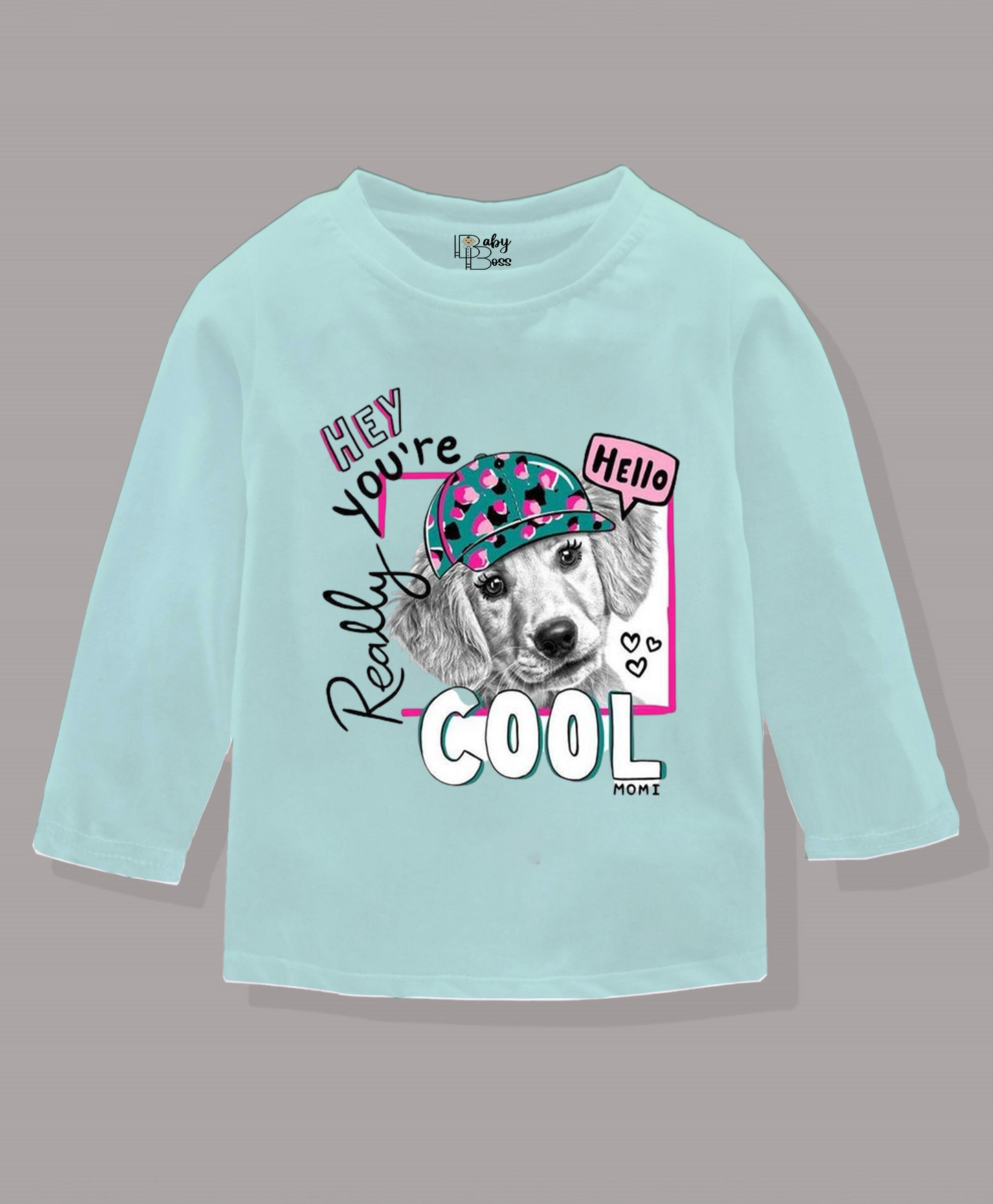 Hey You Are Really Cool Fair Aqua Full Sleeves Boys T-shirt