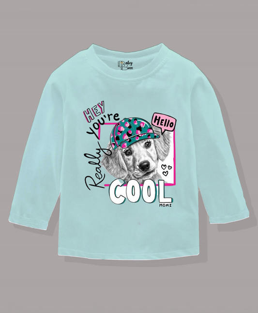 Hey You Are Really Cool Fair Aqua Full Sleeves Boys T-shirt