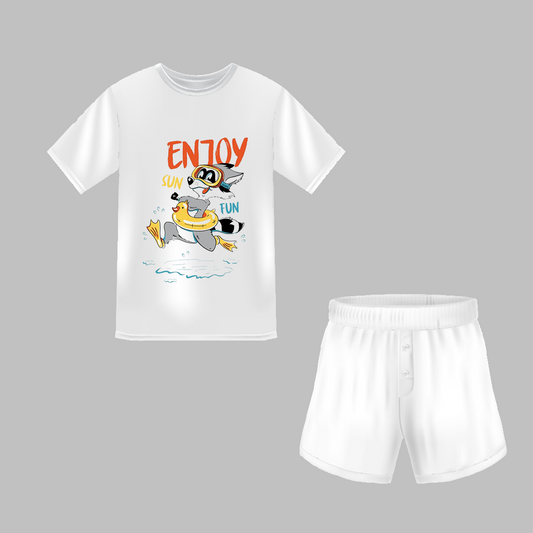 Enjoy Sun Fun Printed Half Sleeve T-Shirt & Short Set