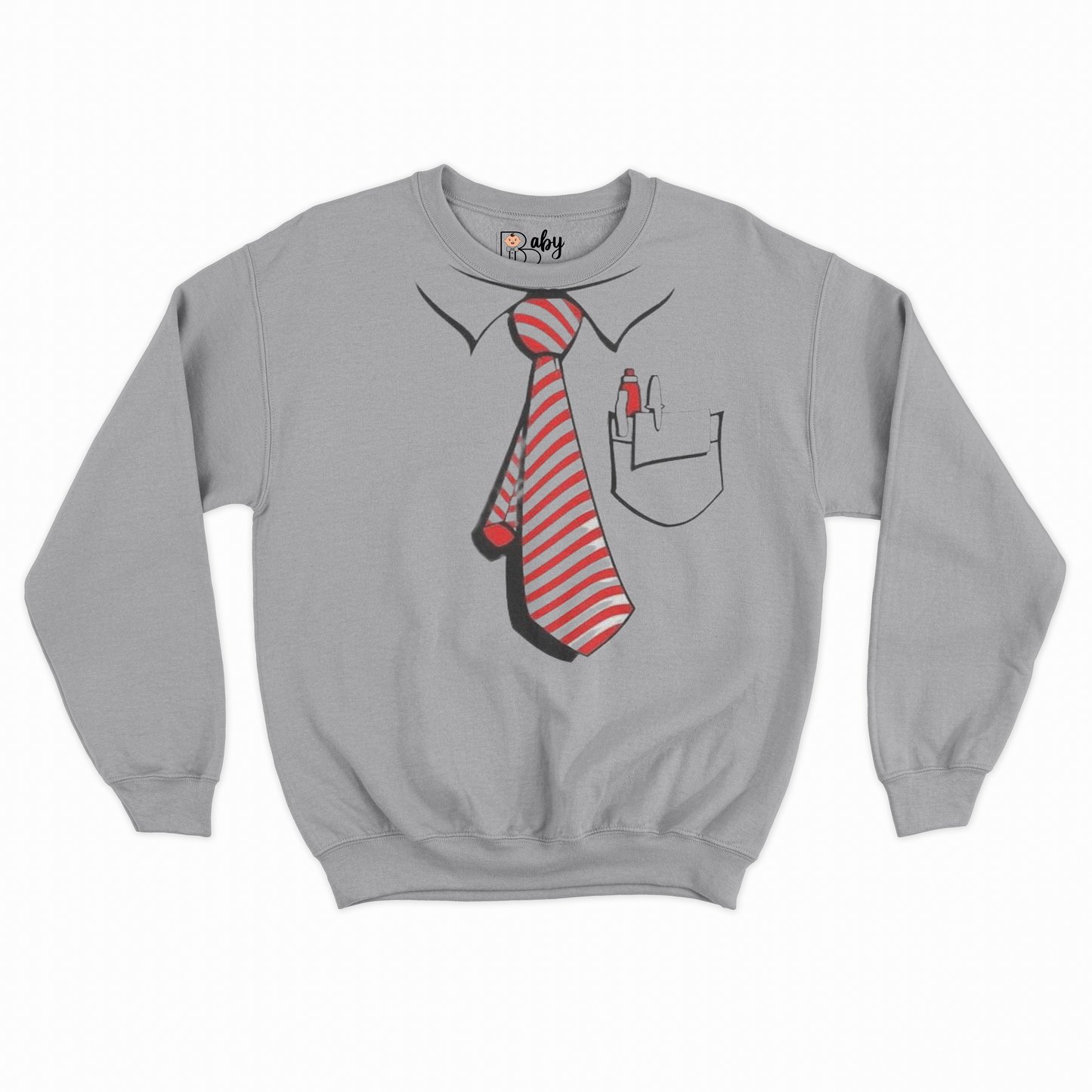 Red Stripe Tie With Pocket Printed Boy's Sweatshirt