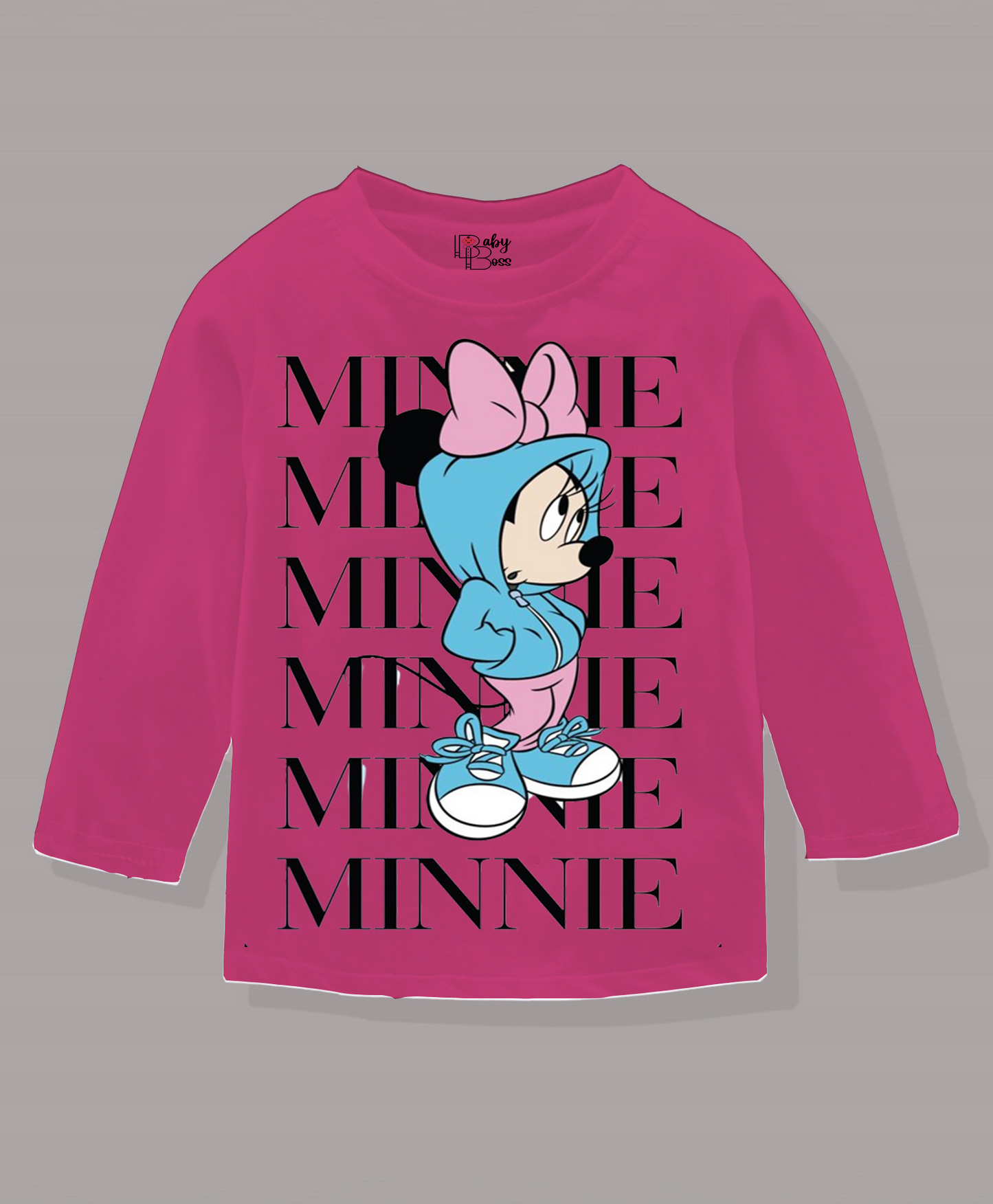 Minnie Pink Peacock Full Sleeves Girls T-shirt