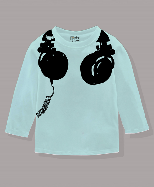 Headphone Fair Aqua Full Sleeves Boys T-shirt