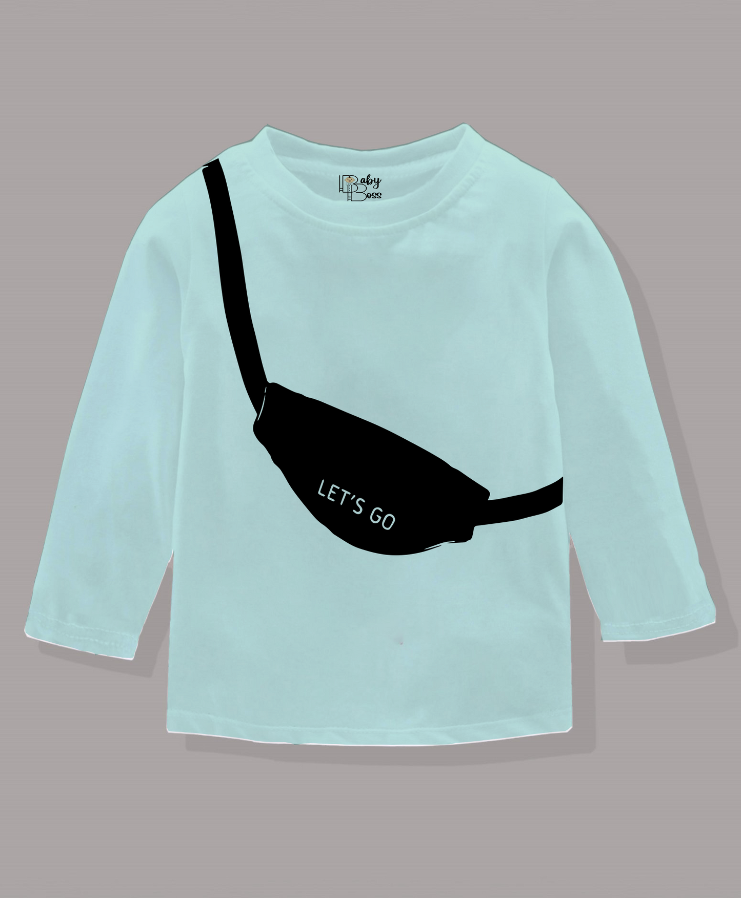 Lets Go Side Bag Printed Fair Aqua Full Sleeves Boys T-shirt