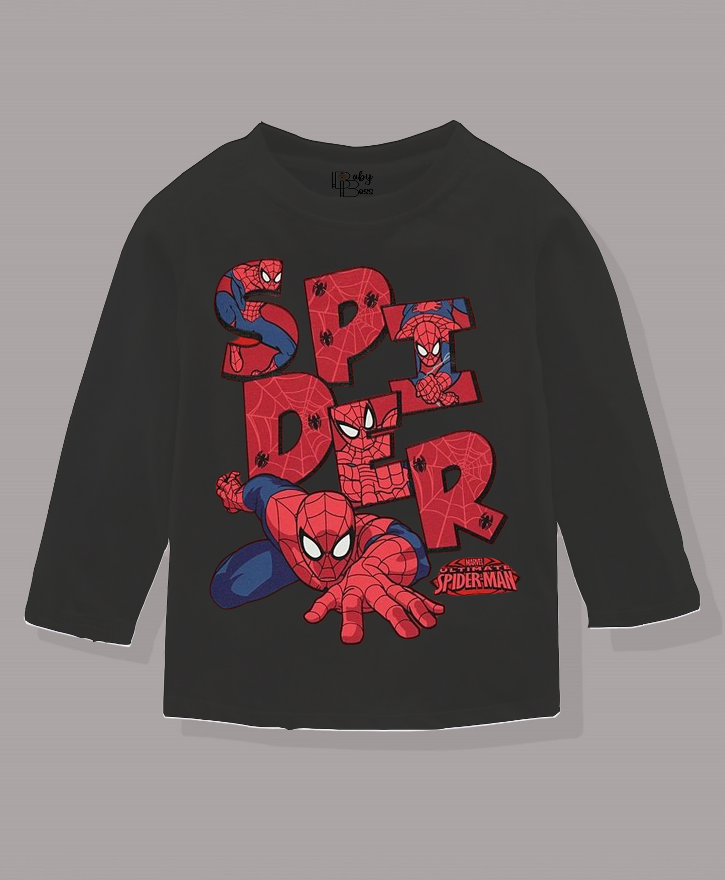 Spider Black Full Sleeves Boys T-shirt