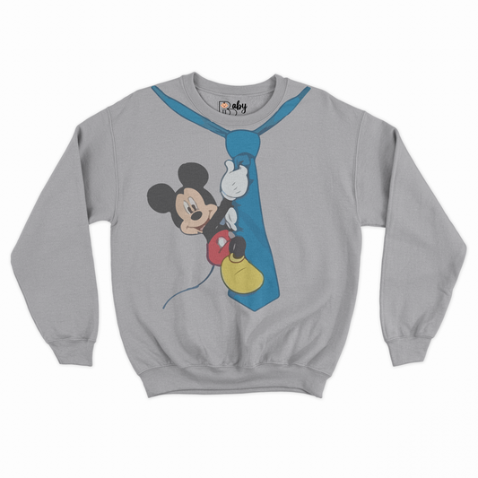 Mickey Hanging On Tie Printed Boy's Sweatshirt