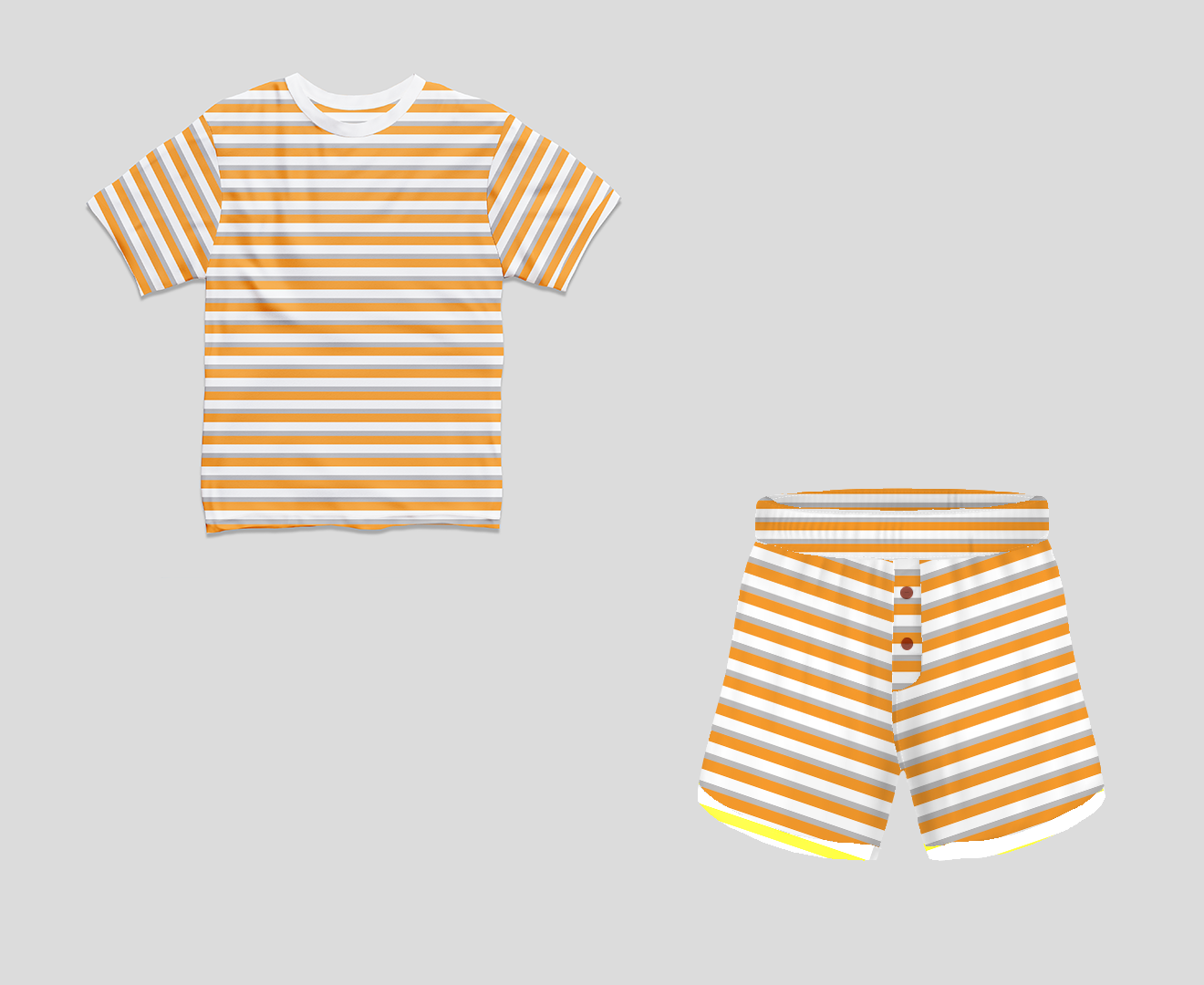 Yellow Stripe Half Sleeve T-Shirt & Short Set