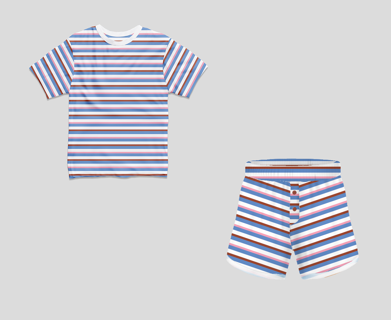 Blue Stripe Half Sleeve T-Shirt & Short Set