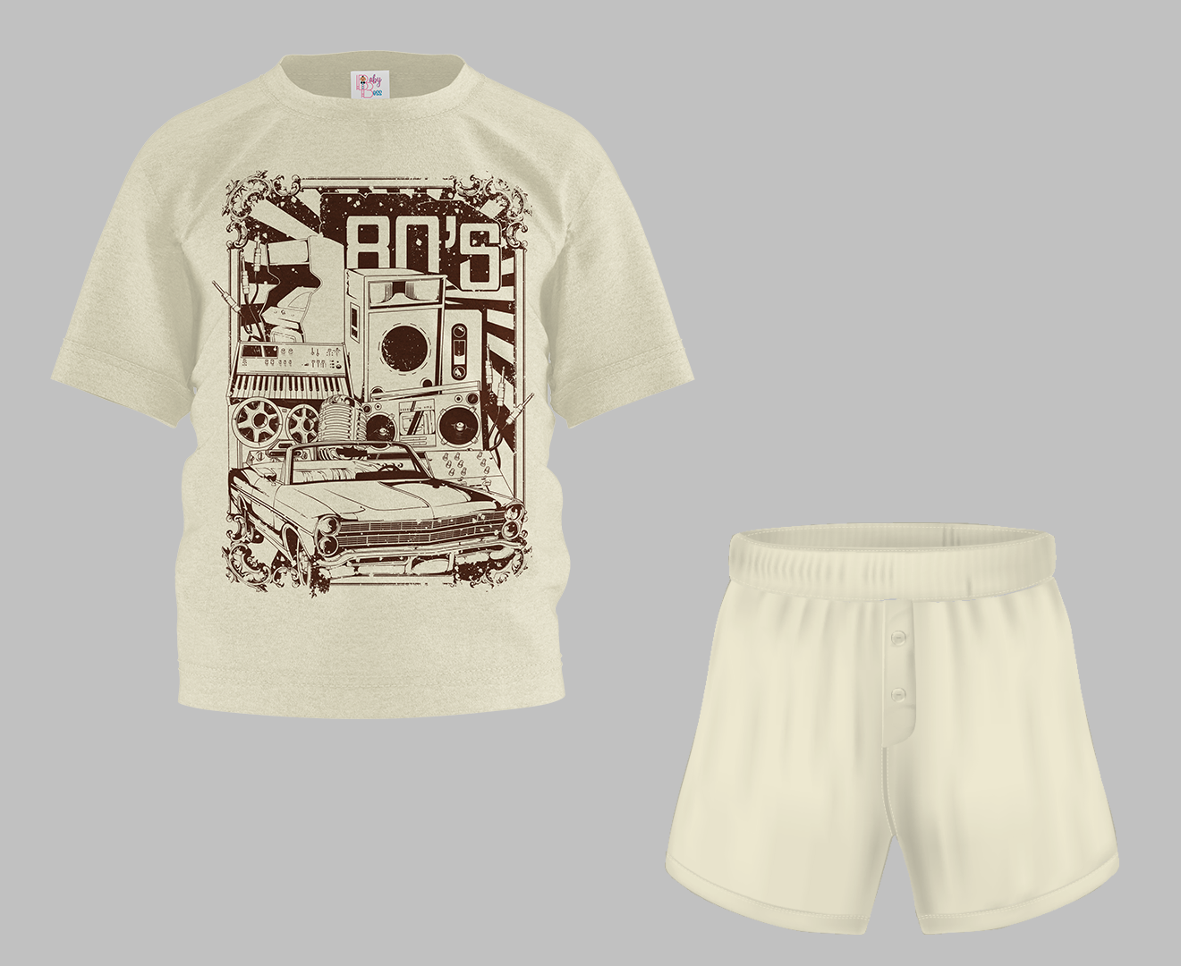 80'S Car Half Sleeve T-Shirt & Short Set