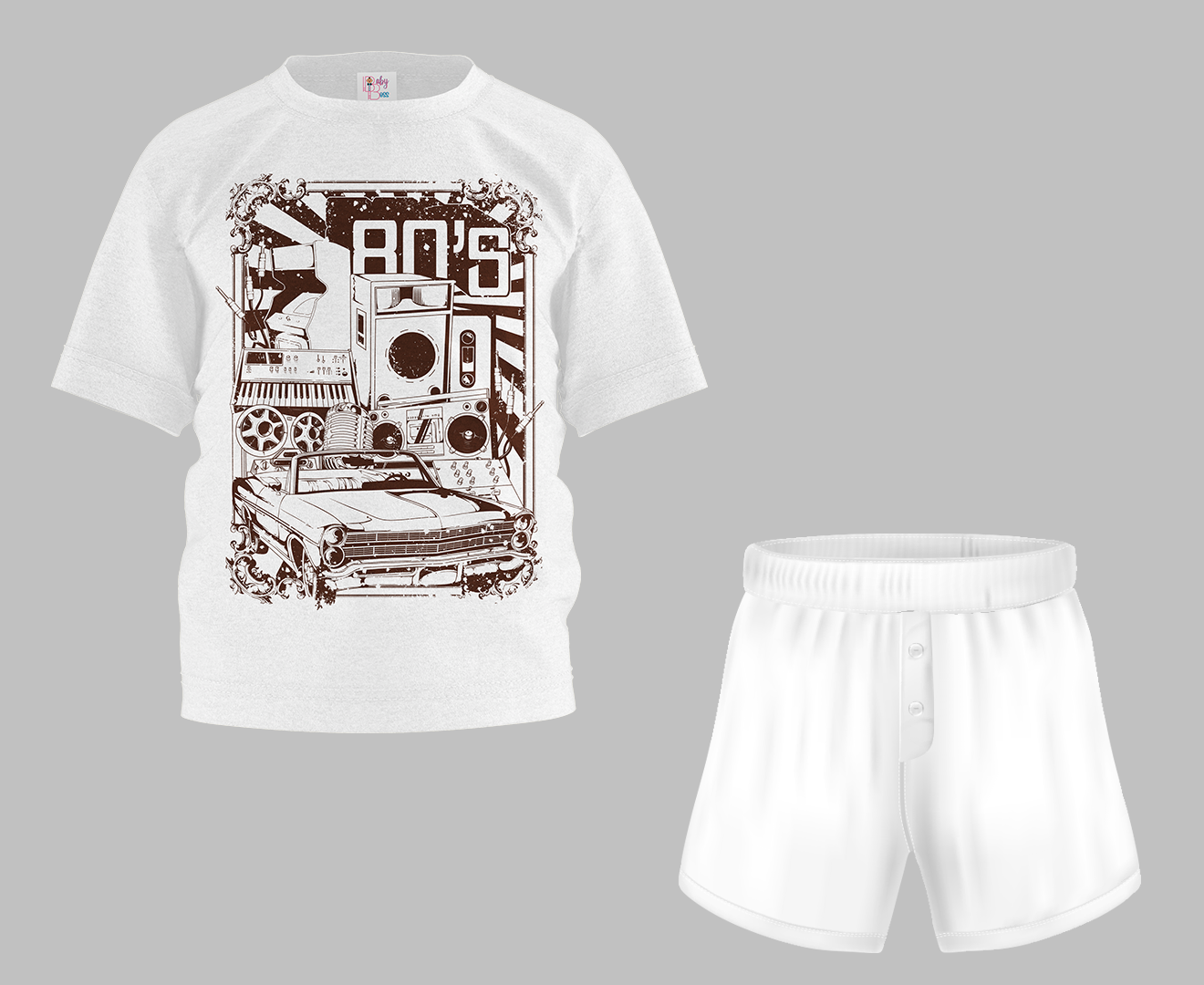 80'S Car Half Sleeve T-Shirt & Short Set