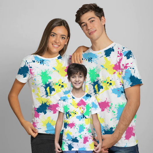 Holi Color Splash AOP Print Family T-shirt