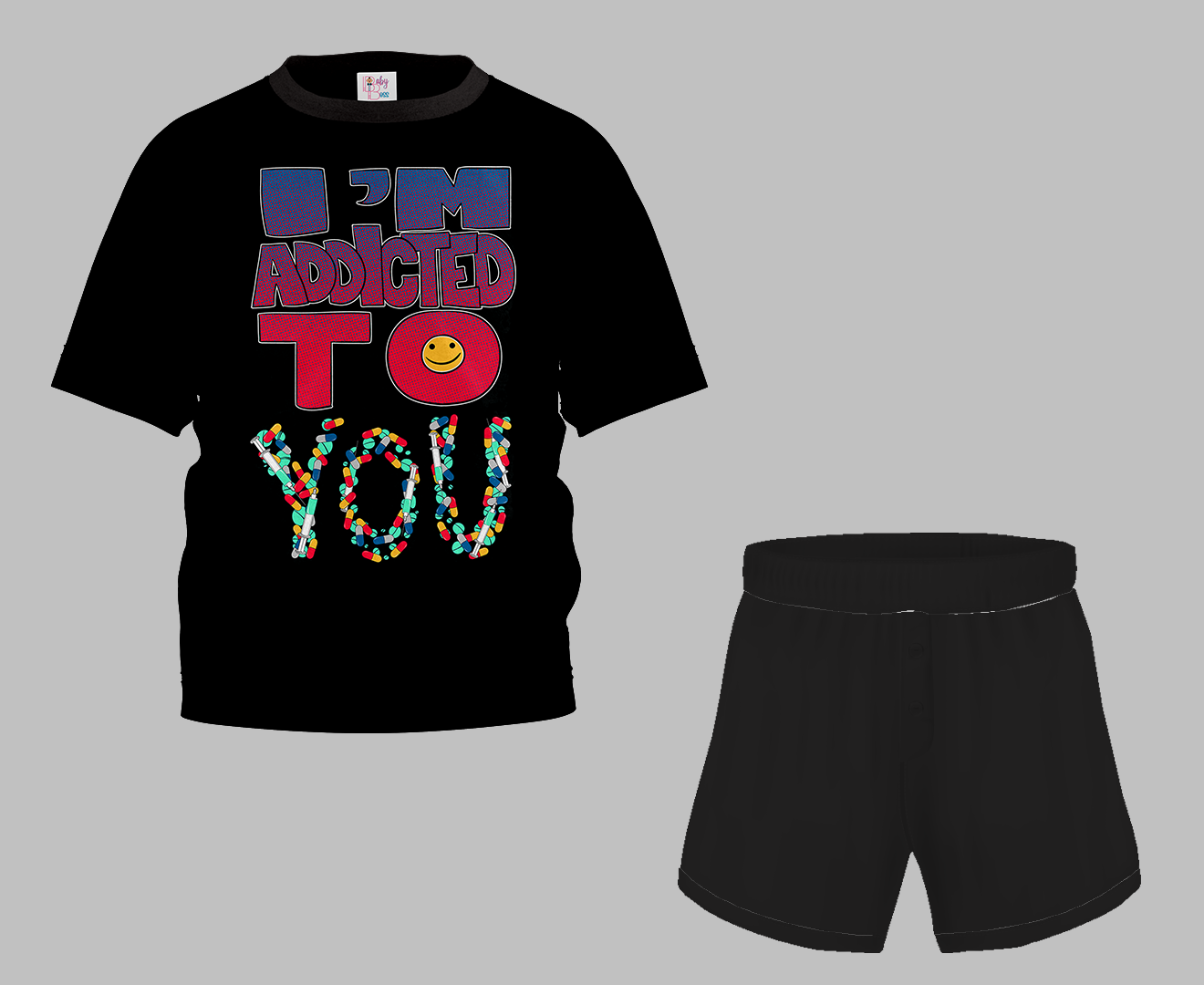 I'm Addicted to You Half Sleeve T-Shirt & Short Set