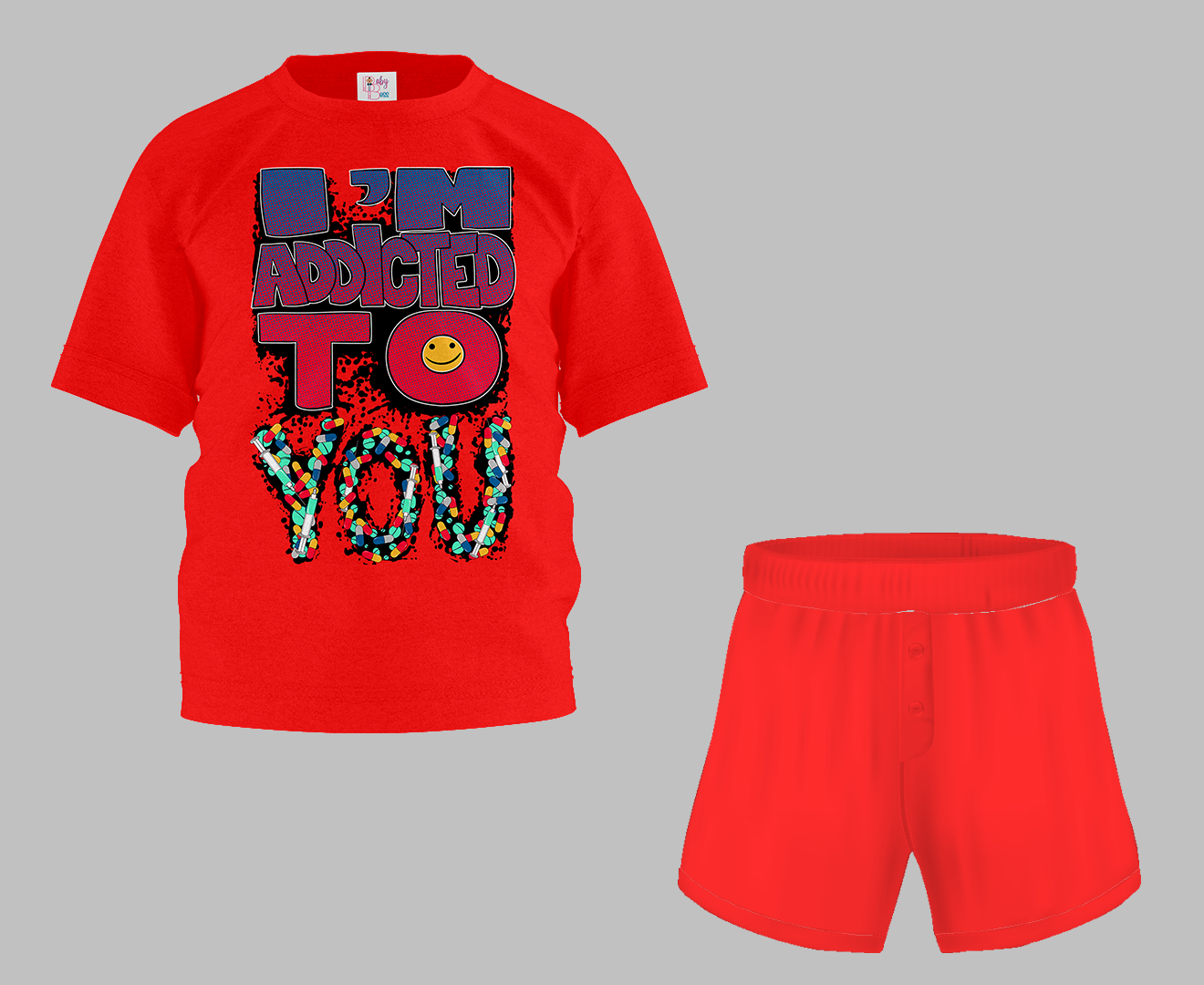 I'm Addicted to You Half Sleeve T-Shirt & Short Set