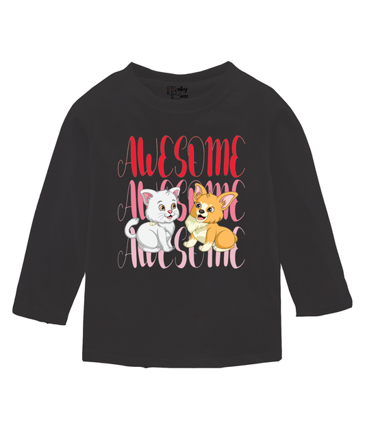 Awesome Black Full Sleeves Girls T-shirt