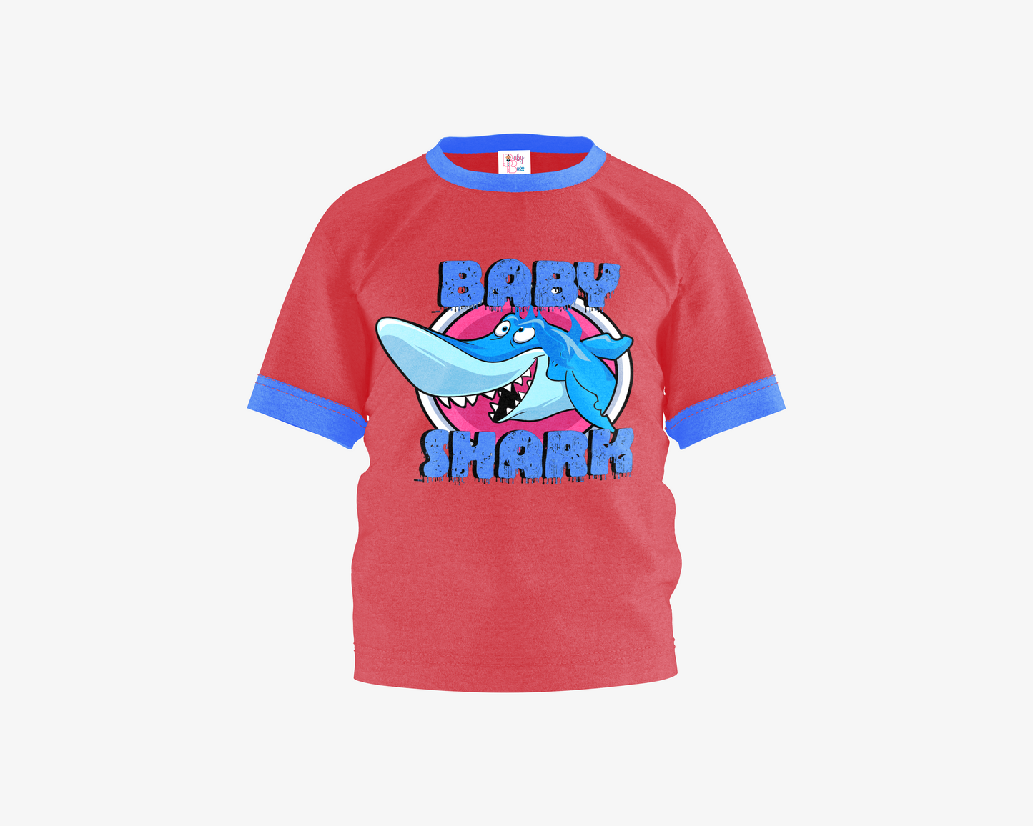 Baby Shark Red with Blue Sleeves Boy's T-shirt