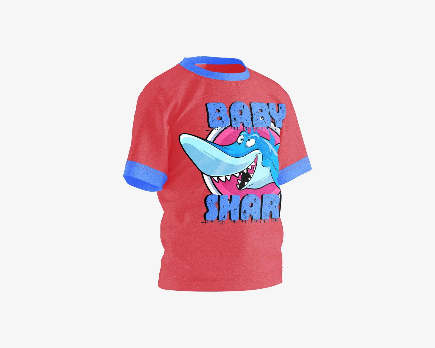 Baby Shark Red with Blue Sleeves Boy's T-shirt