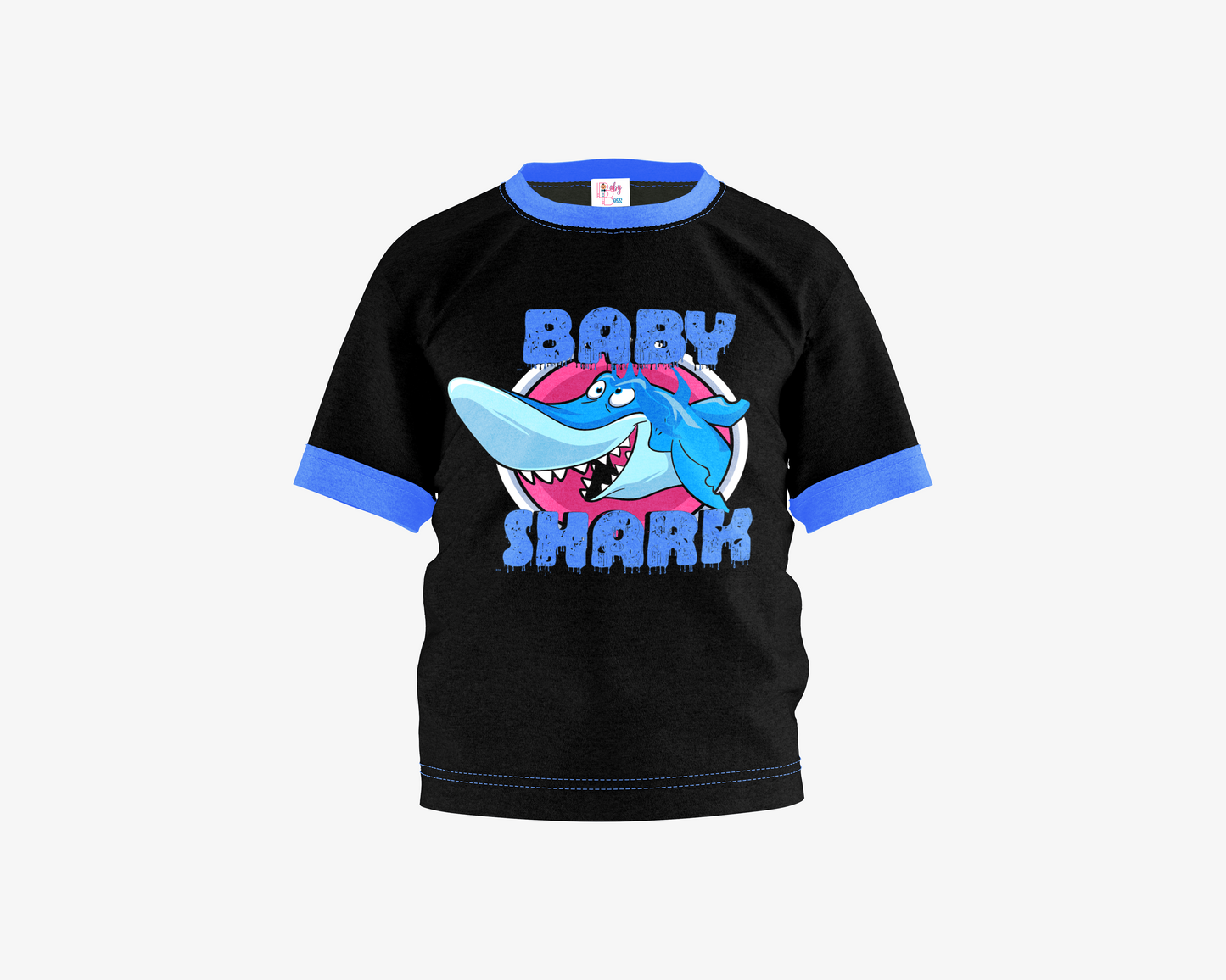 Baby Shark Black with Blue Sleeves Boy's T-shirt