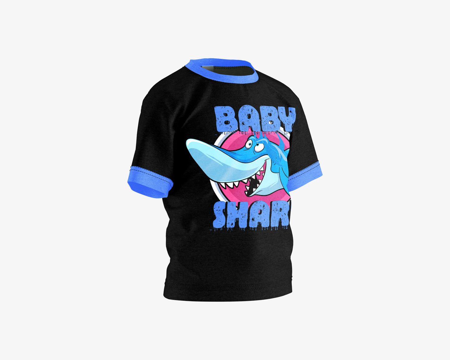 Baby Shark Black with Blue Sleeves Boy's T-shirt