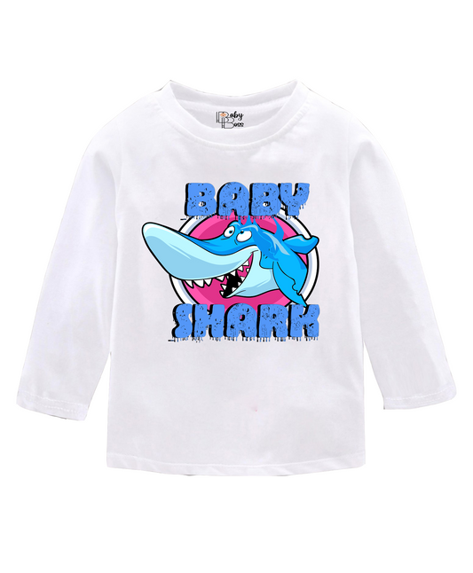 Baby Shark White Full Sleeves Boys T-shirt