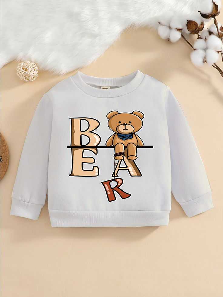 Bear Design White Sweatshirt