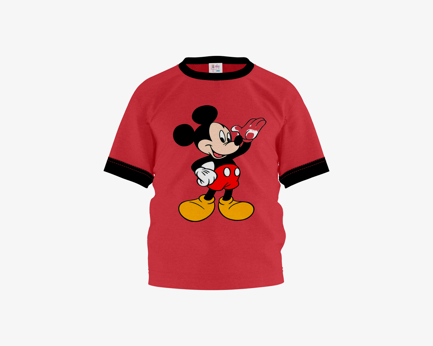 Hey Mickey Red with Black Sleeves Boy's T-shirt