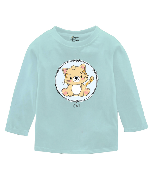 Circle Cat Fair Aqua Full Sleeves Girls T-shirt