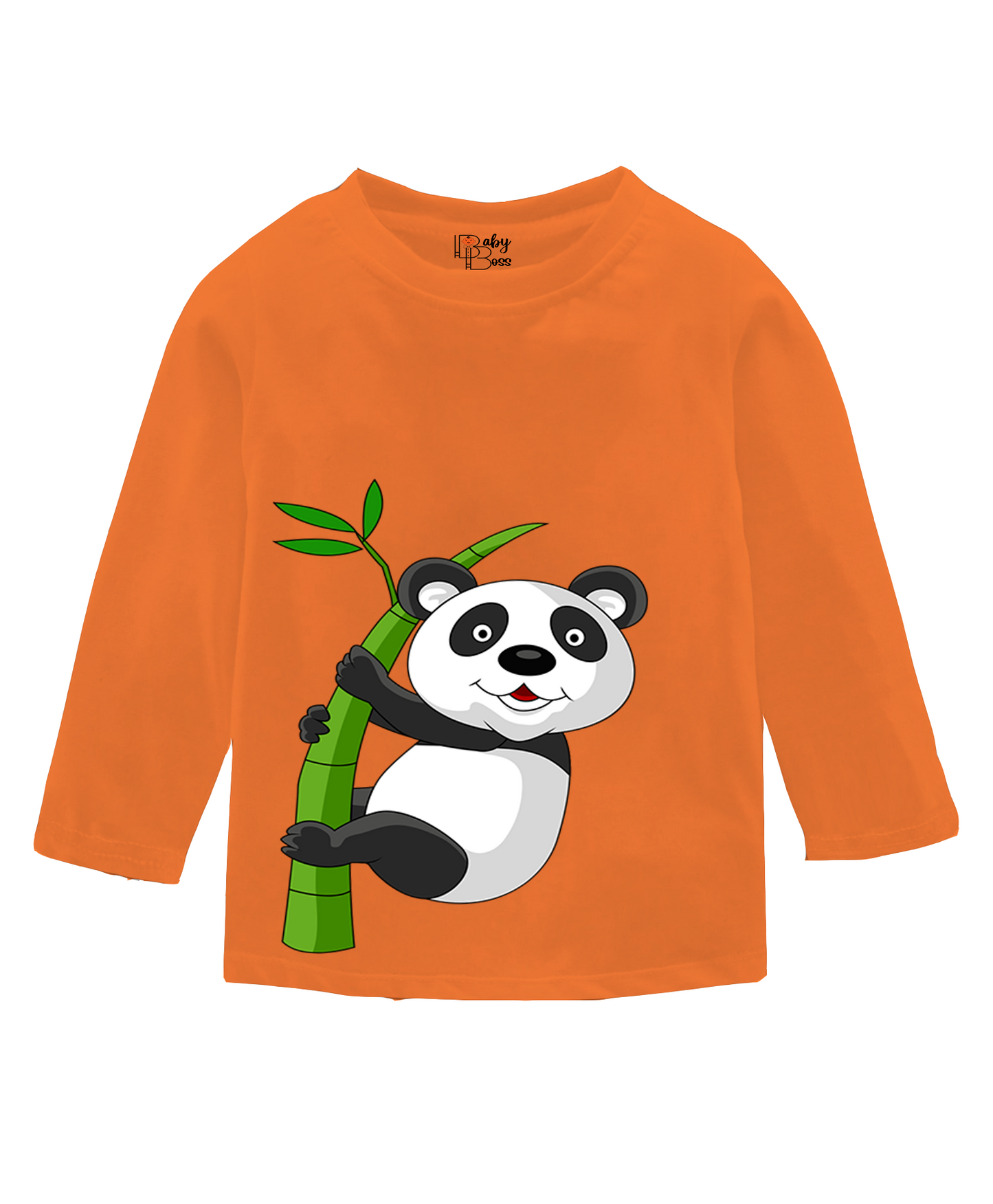 Climbing Panda Prisimmon Orange Full Sleeves Boys T-shirt