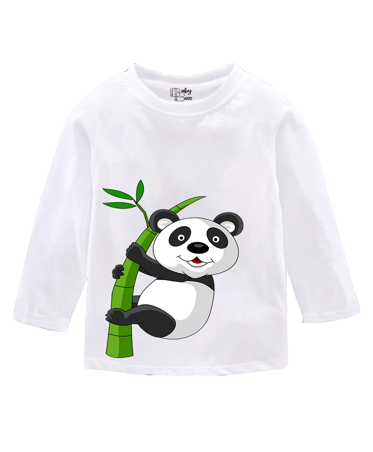 Climbing Panda White Full Sleeves Boys T-shirt