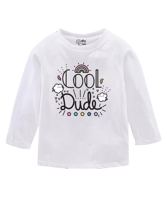 Cool Dude White Full Sleeves Boys T-shirt