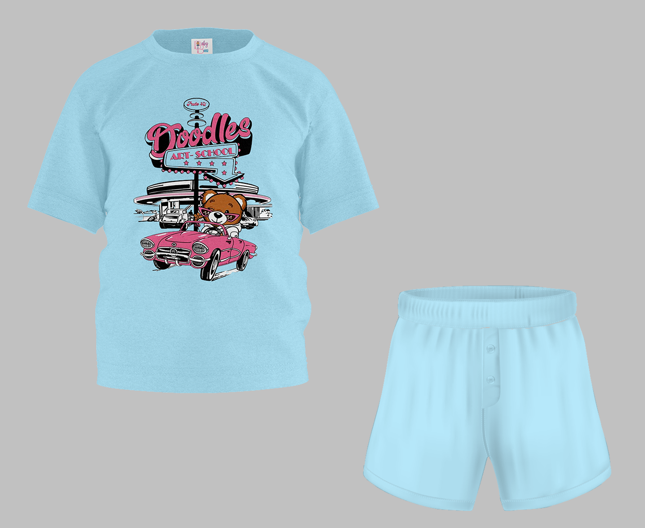 Doodles Half Sleeve T-Shirt & Short Set