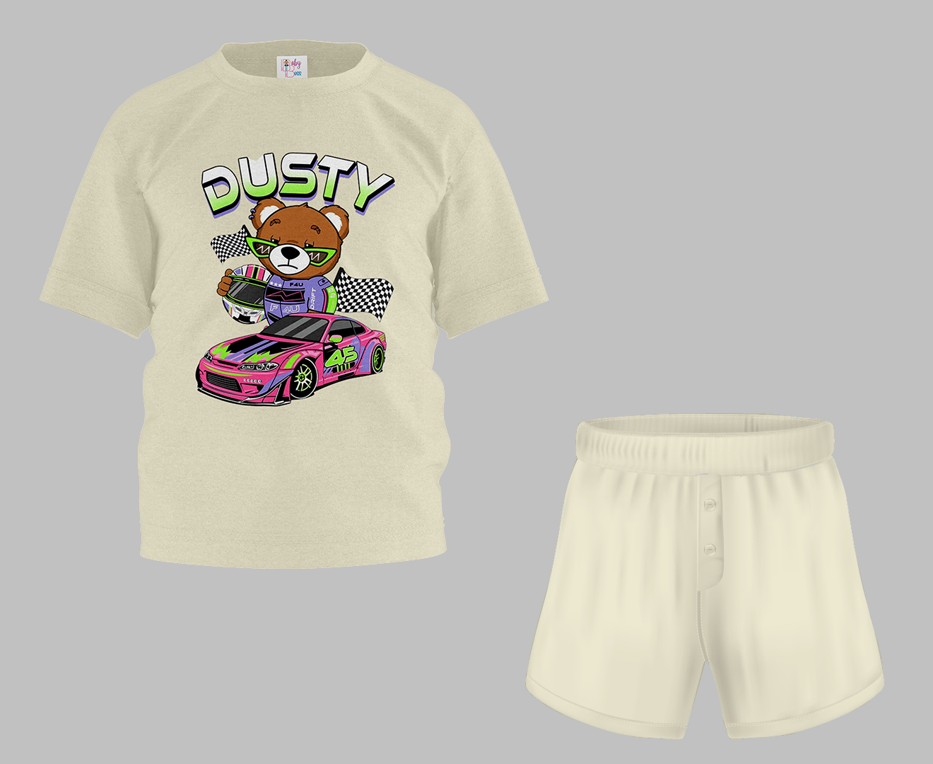 Dusty Car Half Sleeve T-Shirt & Short Set