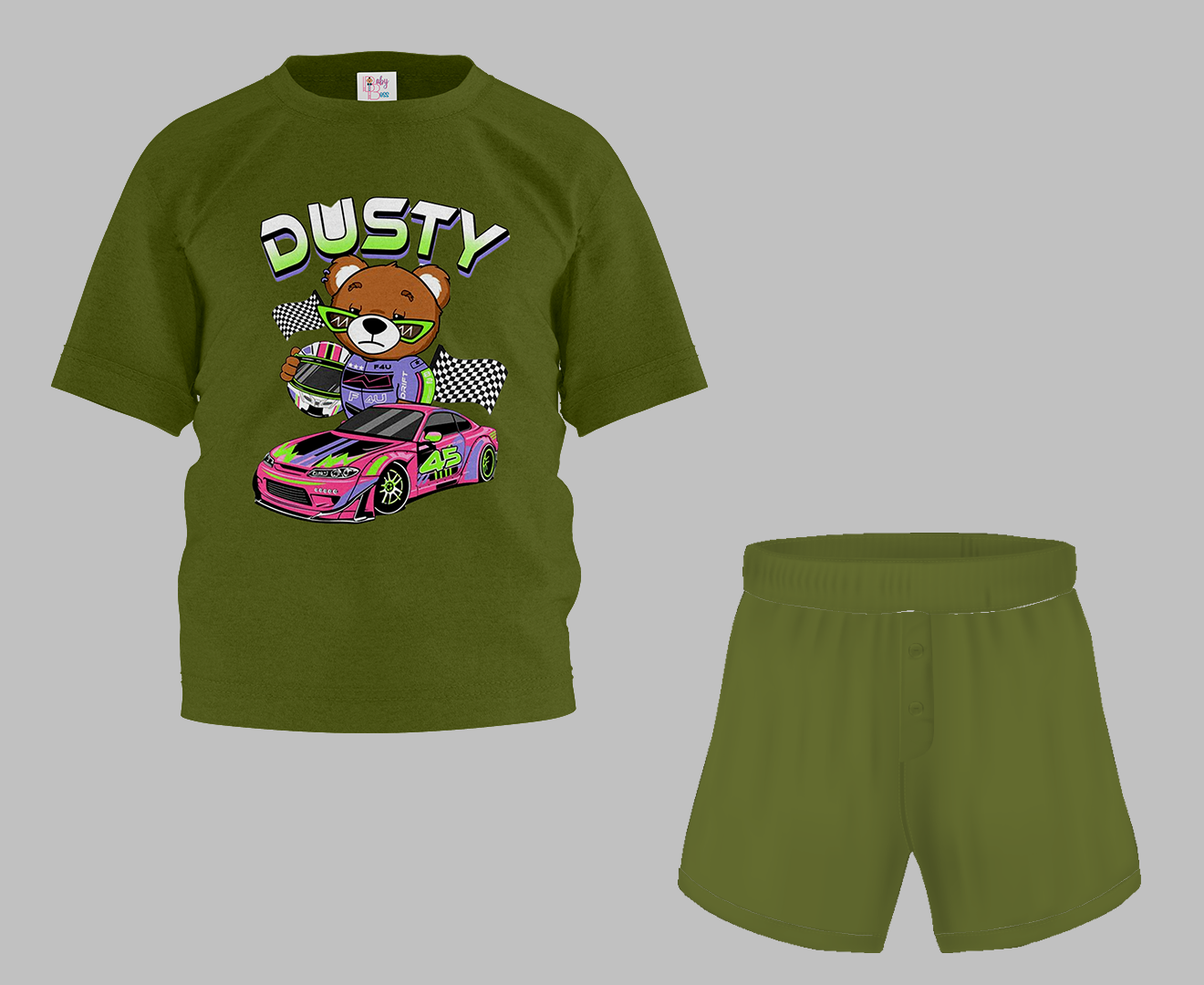 Dusty Car Half Sleeve T-Shirt & Short Set