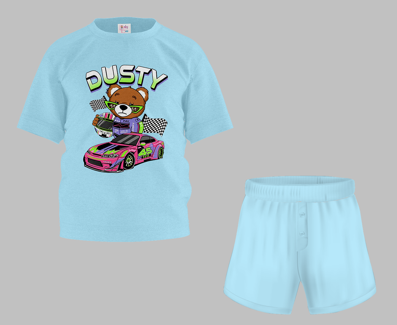 Dusty Car Half Sleeve T-Shirt & Short Set