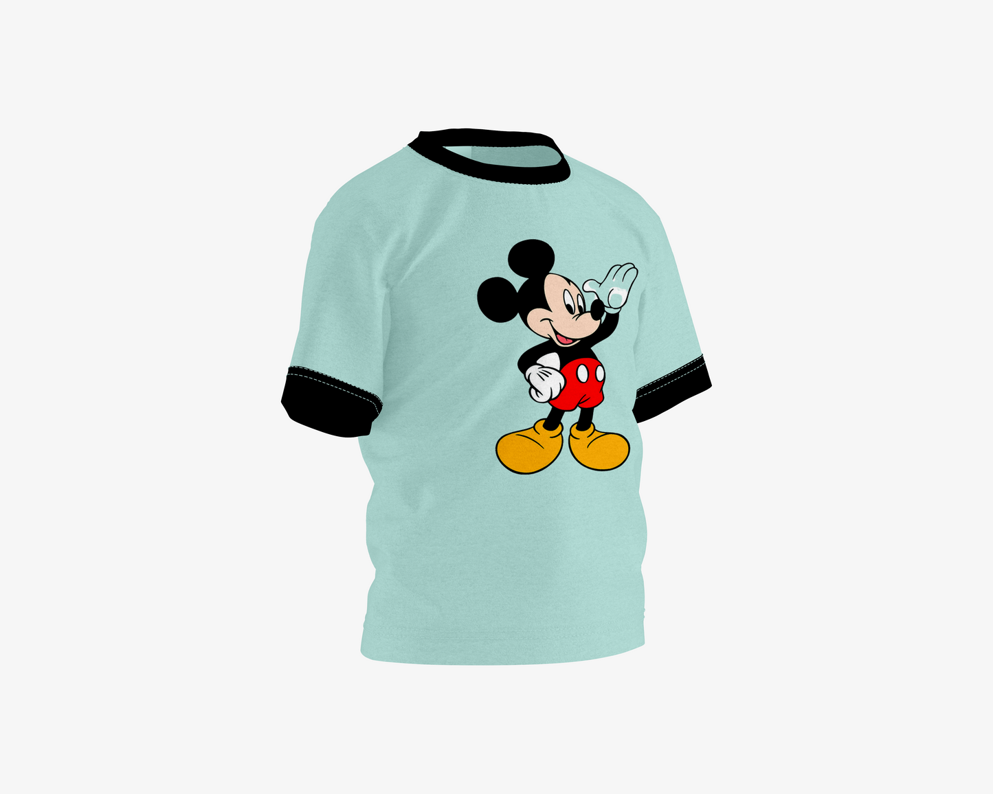 Hey Mickey Fair Aqua with Black Sleeves Boy's T-shirt