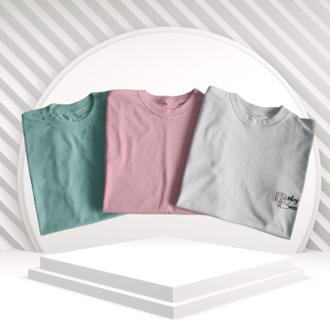 Pack Of 3 Boys T-shirt (Fair Aqua,Rose Shadow,White)