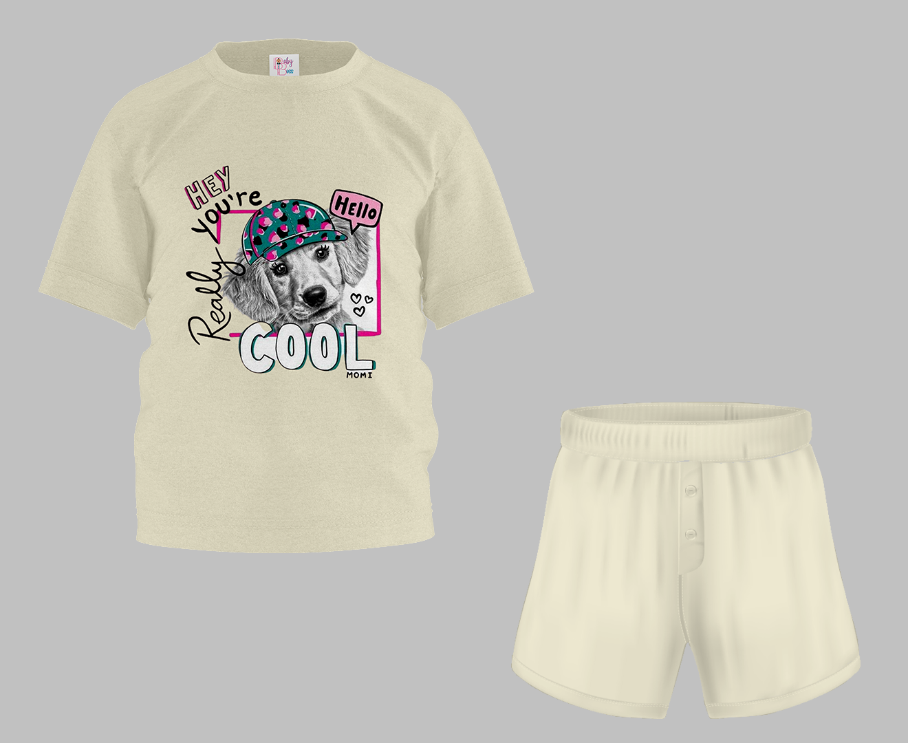 Hey You Are Cool Half Sleeve T-Shirt & Short Set