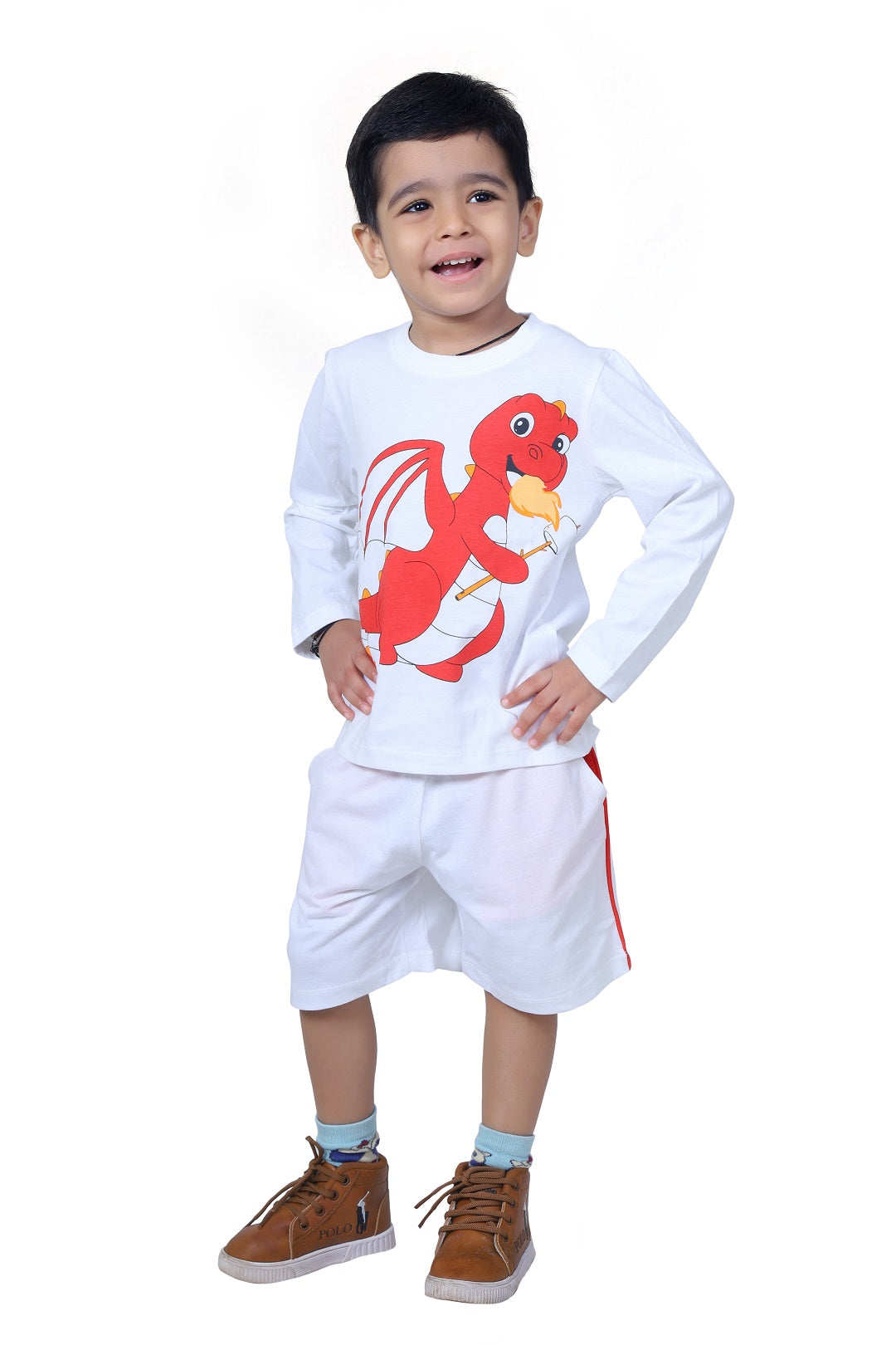 BabyBoss Dragon Print Full Sleeve T-Shirt & Short Set