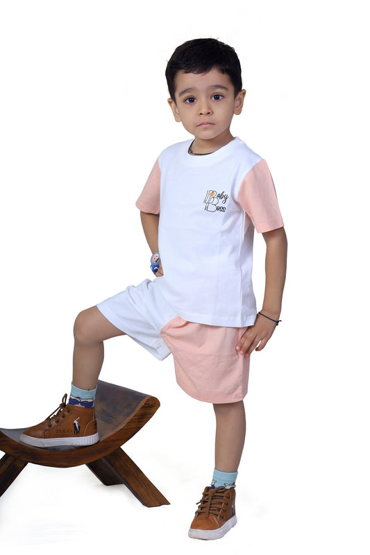 BabyBoss Dual Coloured Block Pattern T-Shirt & Short Set