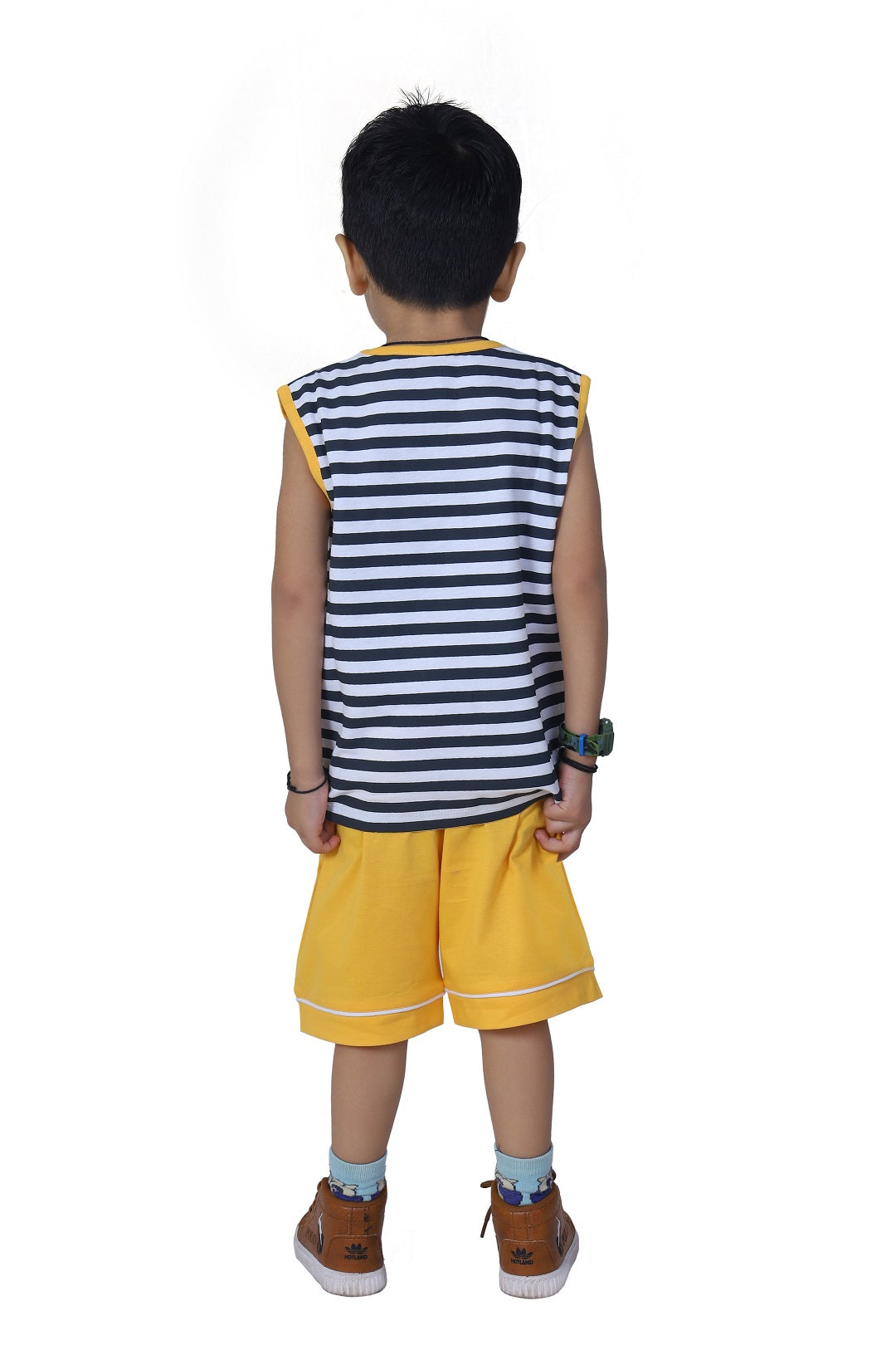 Stripe Kangaroo Pocket Tshirt Short Set