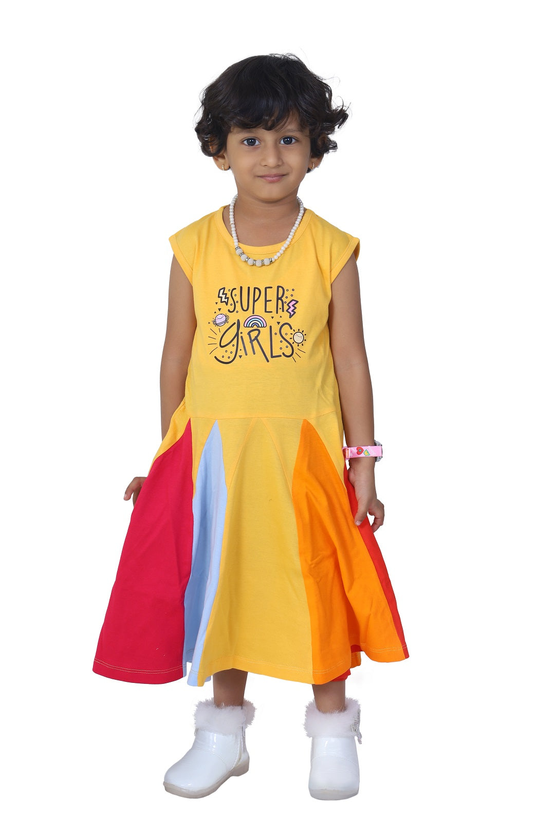 Super Girl Block Pattern One Piece Dress