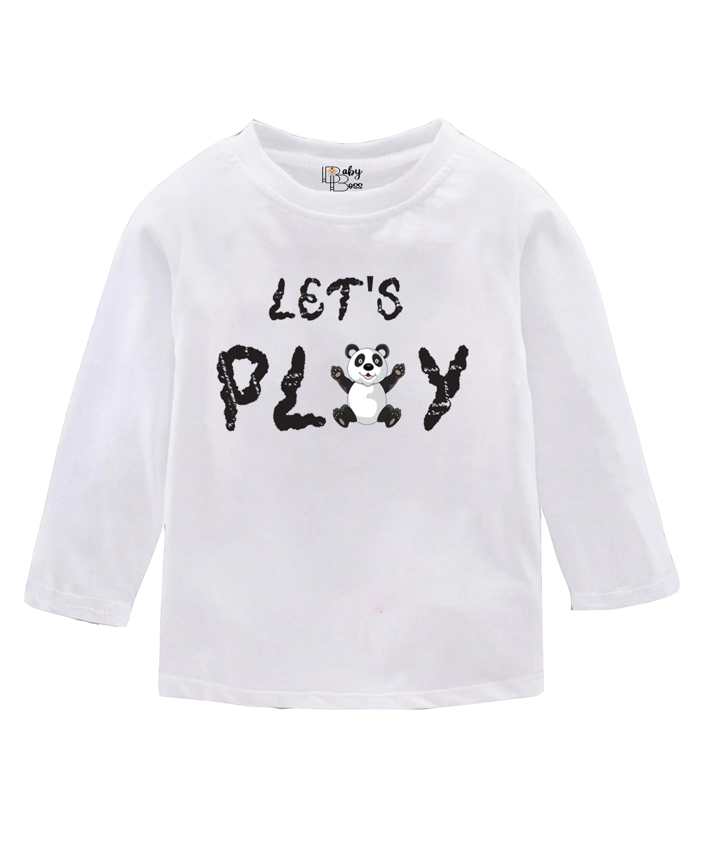 Lets Play White Full Sleeves Boys T-shirt