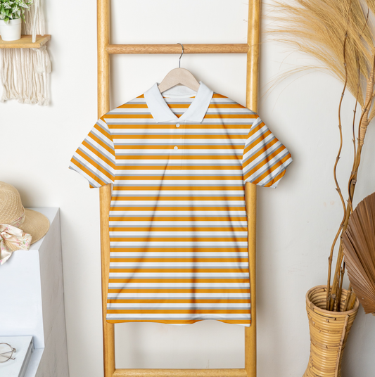 Orange Stripe Polo T-shirt