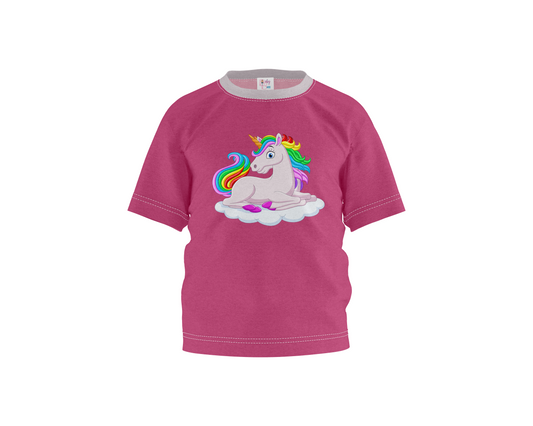 Unicorn Pink with White Sleeves Girl's T-shirt