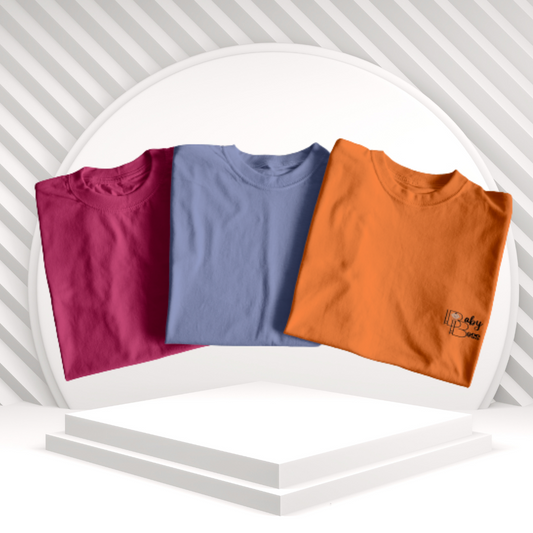 Pack Of 3 Boys T-shirt (Pink Peacock,Easter Egg,Prisimmon Orange)