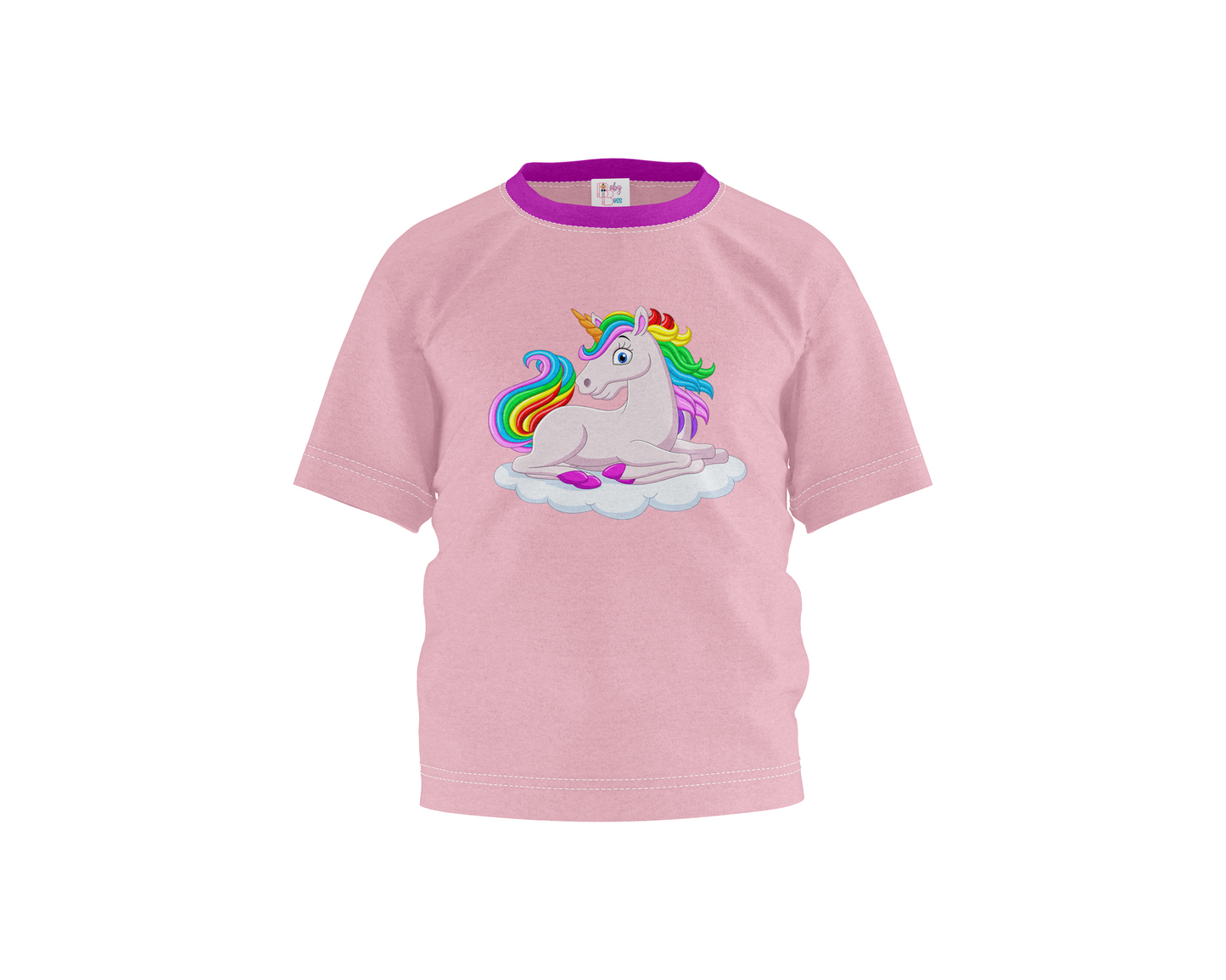 Unicorn Rose Shadow with Pink Sleeves Girl's T-shirt