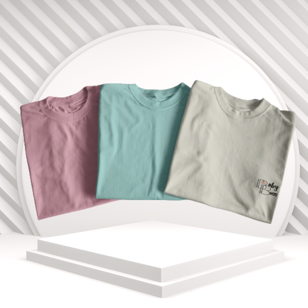 Pack Of 3 Boys T-shirt (Rose Shadow,Fair Aqua,Vanilla Ice)