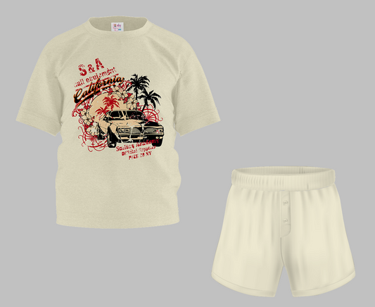 California Car Half Sleeve T-Shirt & Short Set