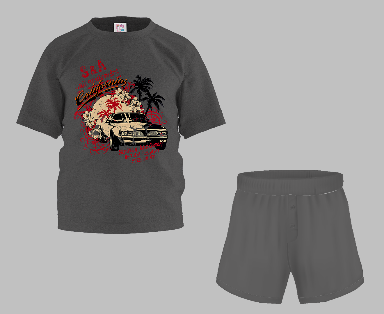 California Car Half Sleeve T-Shirt & Short Set