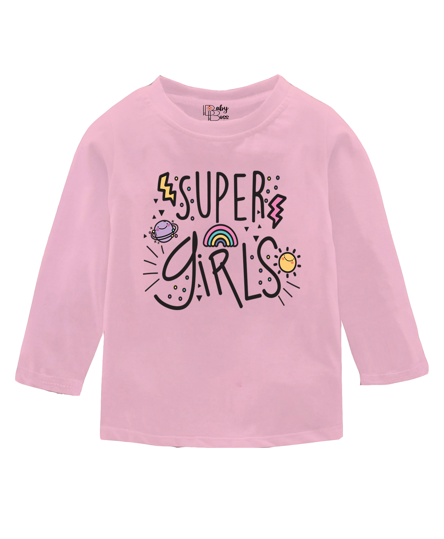 Super Girl Rose Shadow Full Sleeves Girls T-shirt