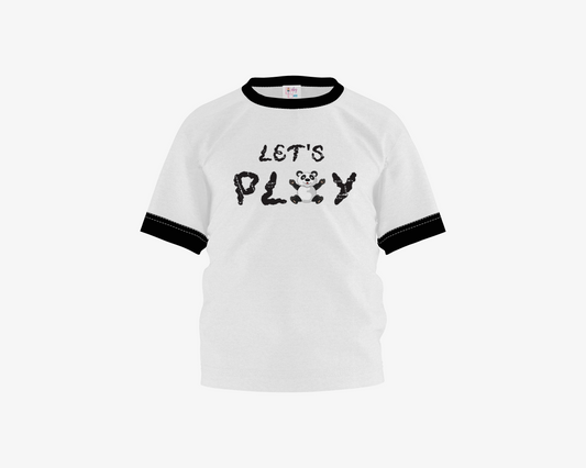 Let's Play Panda White With Black Sleeves Boy's T-shirt